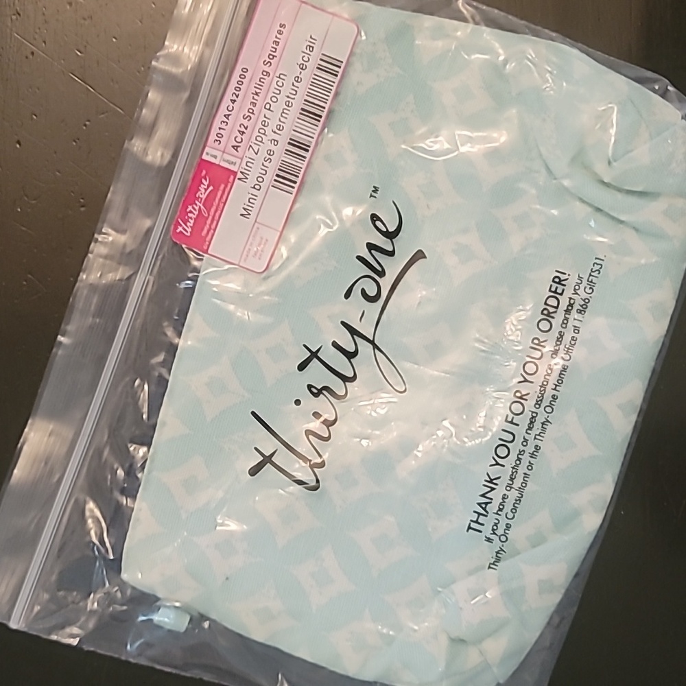 Thirty-One Sparkling Squares Mini Zipper Pouch